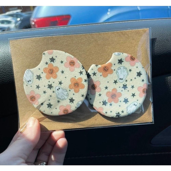 Boho Halloween Car Coaster Set | Halloween Car Accessories - Picture 3 of 10